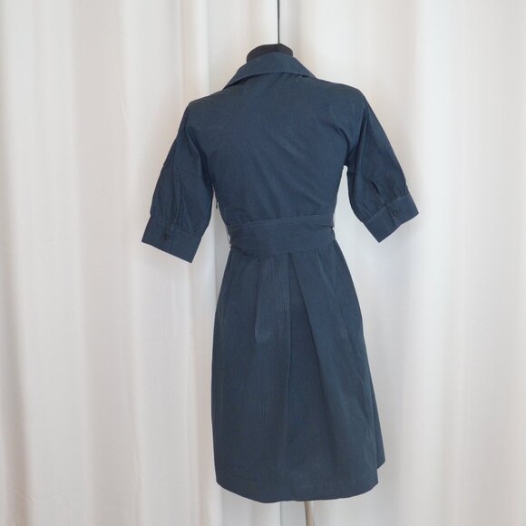 Theory Navy Pinstripe Shirt Dress Sz 2 - Picture 4 of 9